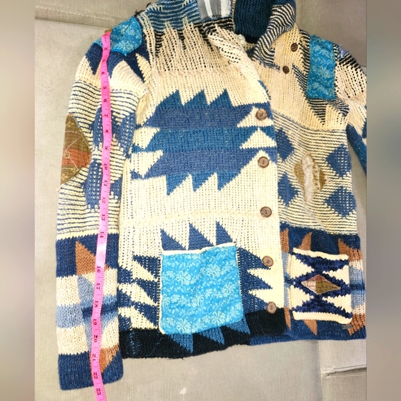 SOLD: Vintage Ralph Lauren Cardigan Patchwork Shawl Sweater Coat Quilt Sweater - Picture 6 of 10